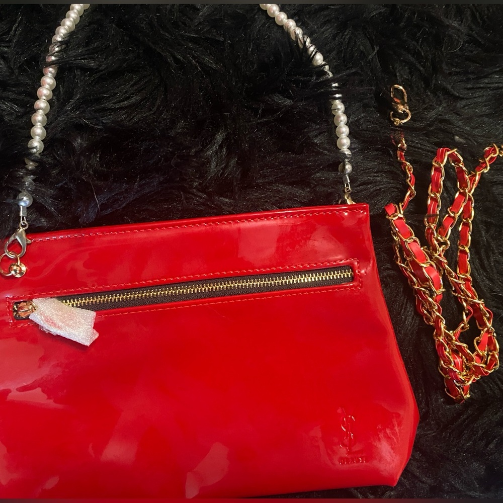 YSL Patent Red Cosmetic Bag